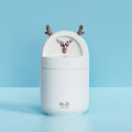 Yilu Has You Cute Pet Deer Mini Humidifier Usb in white design with deer antlers on a blue background.